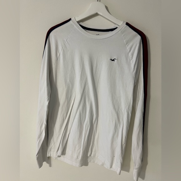 Men Fashion white long sleeve stripe T-shirt by Hollister size Small - Picture 2 of 7